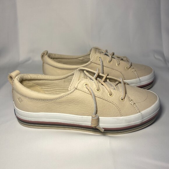 Sperry Crest Vibe Womens 7.5 Cream Multi Stripe Platform Sneaker Boat Shoe EC - Picture 2 of 8
